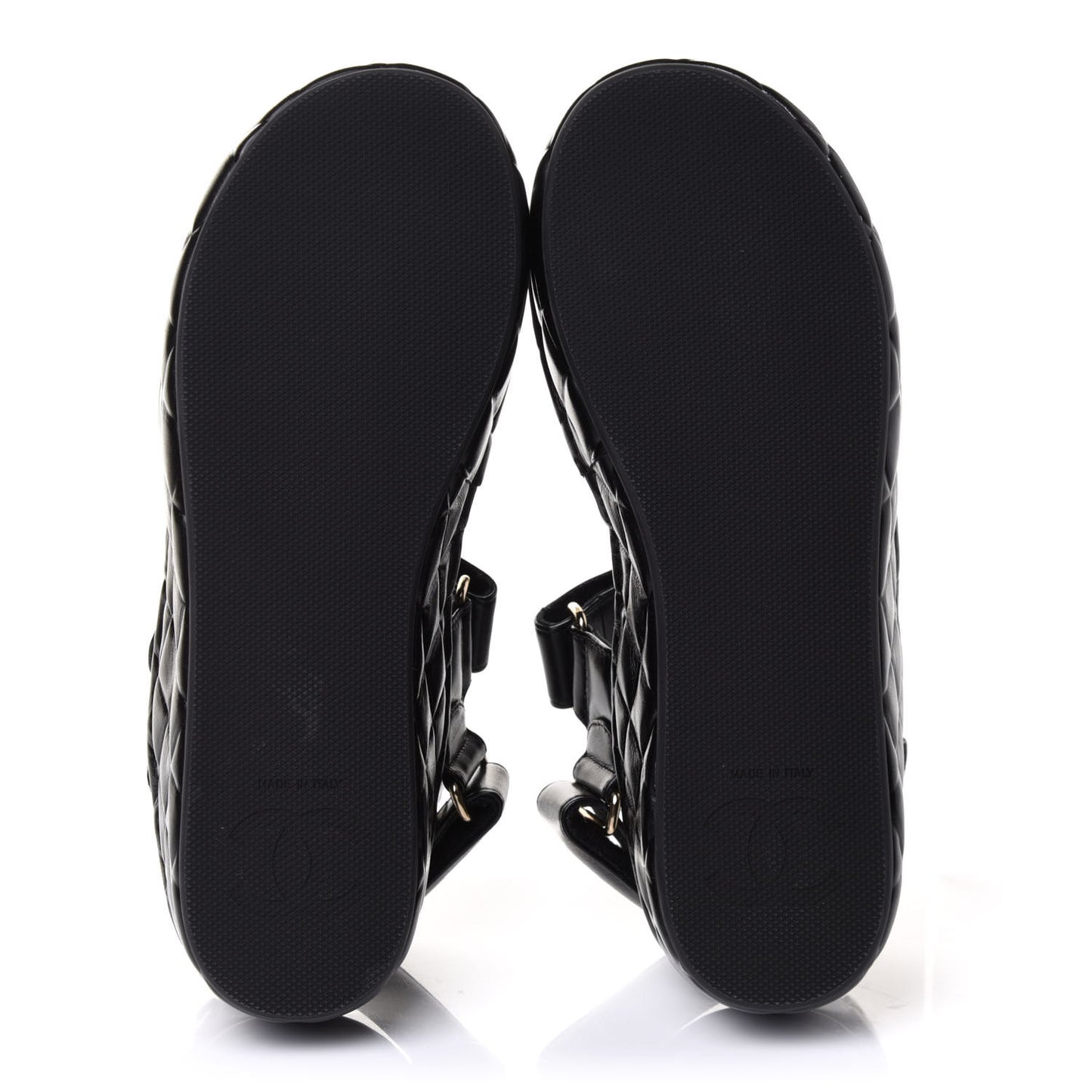 Shiny Calfskin Logo Platform Sandals 35 Black