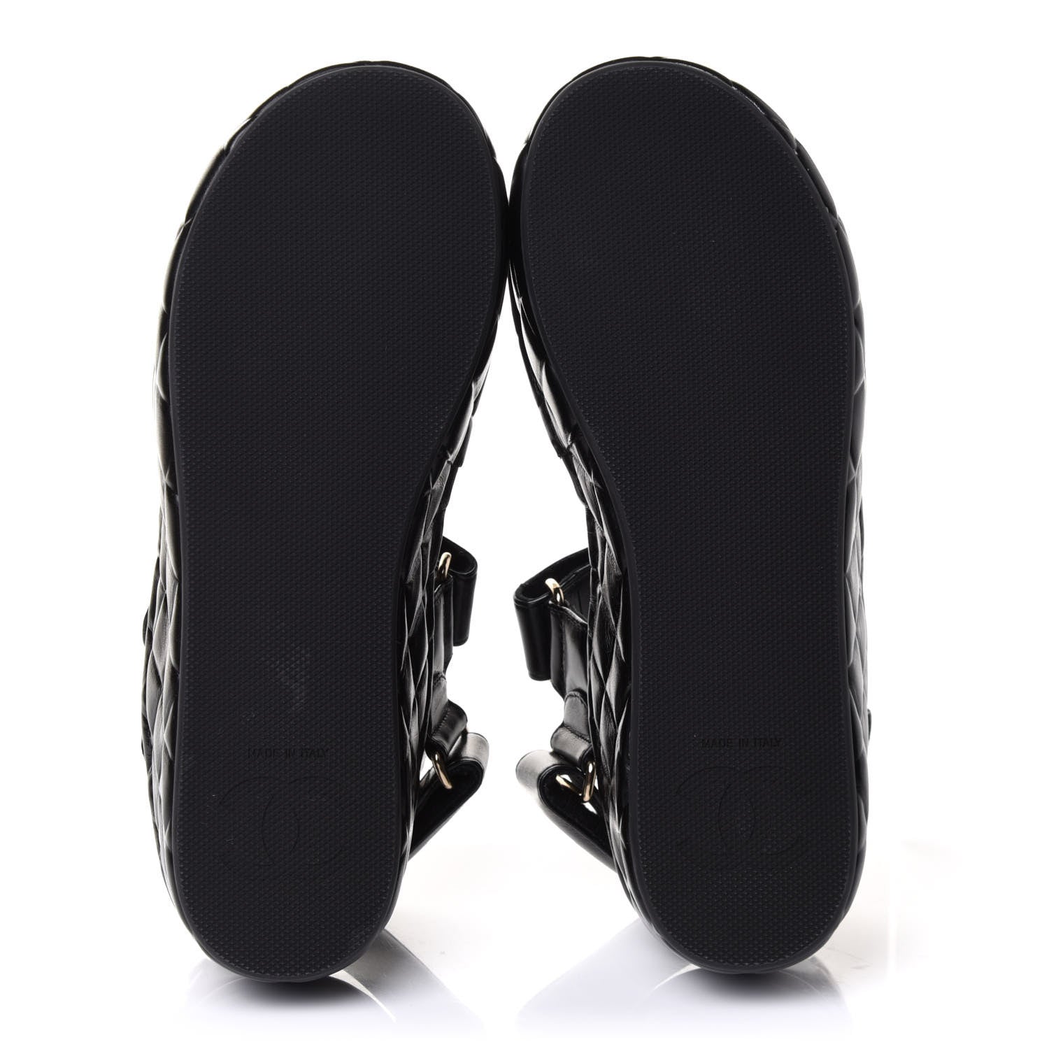 Chanel Shiny Calfskin Logo Platform Sandals 35 Black 6 of 11