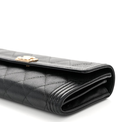 Chanel Caviar Quilted Large Boy Gusset Flap Wallet Black 10 of 10
