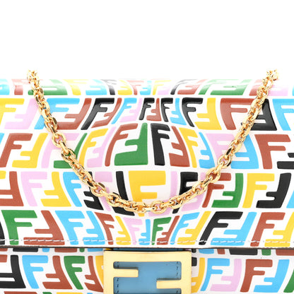 Fendi X SARAH COLEMAN Vitello Liberty Ceylon Micro FF Fish Eye Embossed Continental Envelope Wallet On Chain Multicolor Cyber Blue 8 of 11