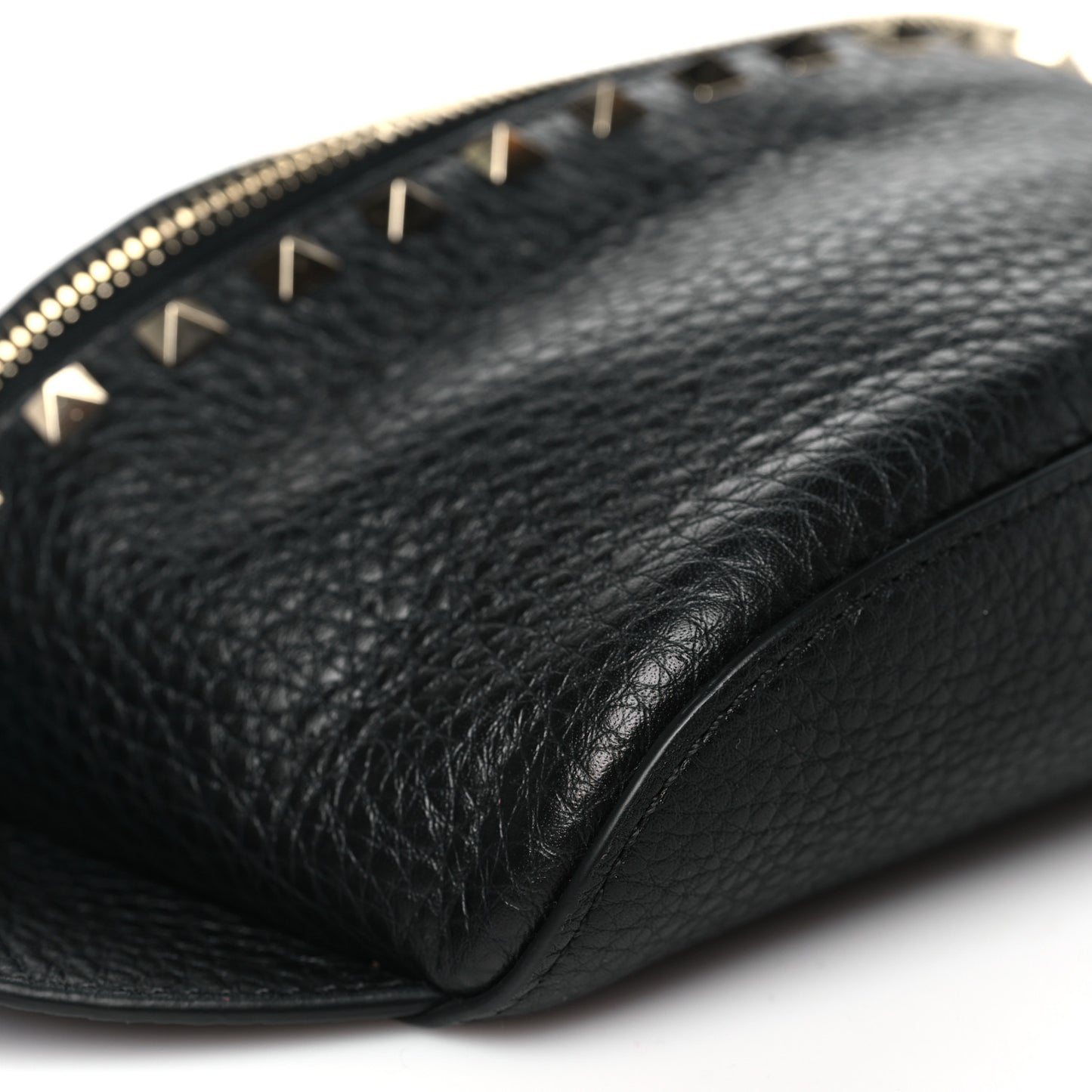Grainy Calfskin Rockstud Belt Bag Black