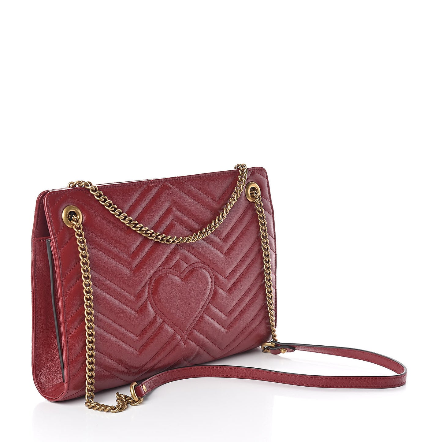 Azalea Calfskin Matelasse Heart Medium GG Marmont Slim Shoulder Bag Romantic Cerise