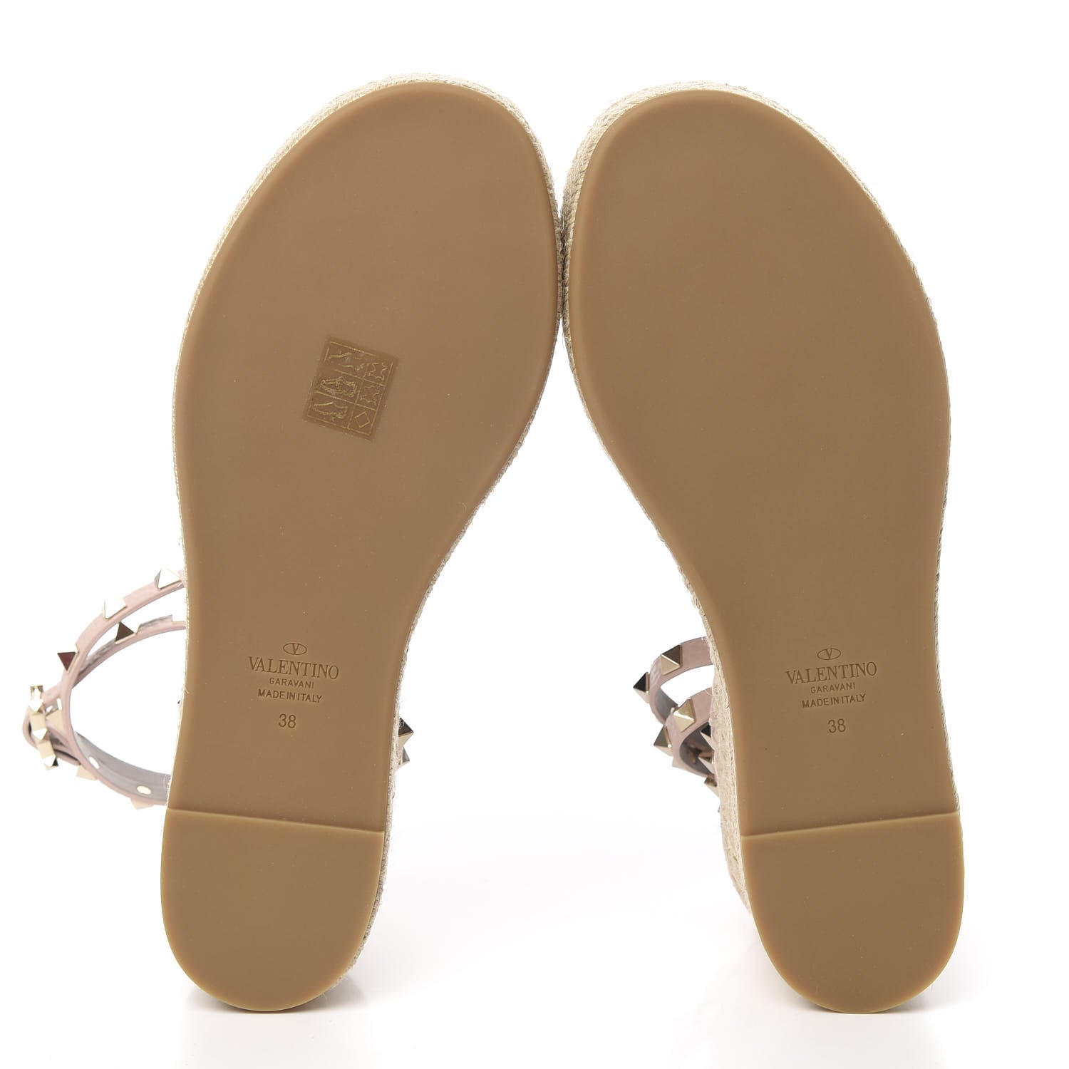 Valentino Garavani Grained Calfskin Rockstud Ankle Wrap Espadrille Flatform Sandals 38 Rose Quartz 5 of 10