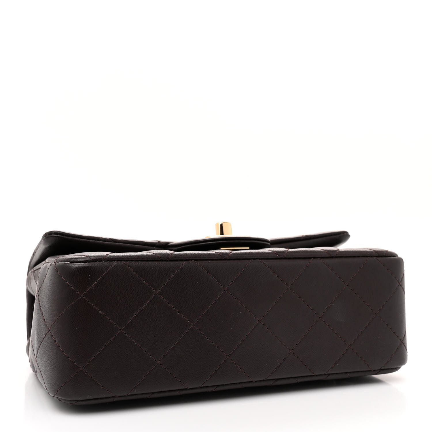 Chanel Lambskin Quilted Mini Rectangular Flap Dark Brown 4 of 10
