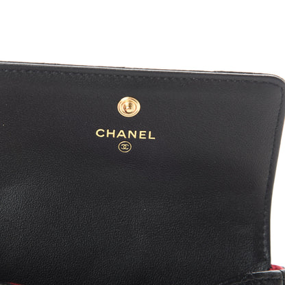 Chanel Calfskin Quilted About Pearls Card Holder Flap With Chain Black 6 of 12