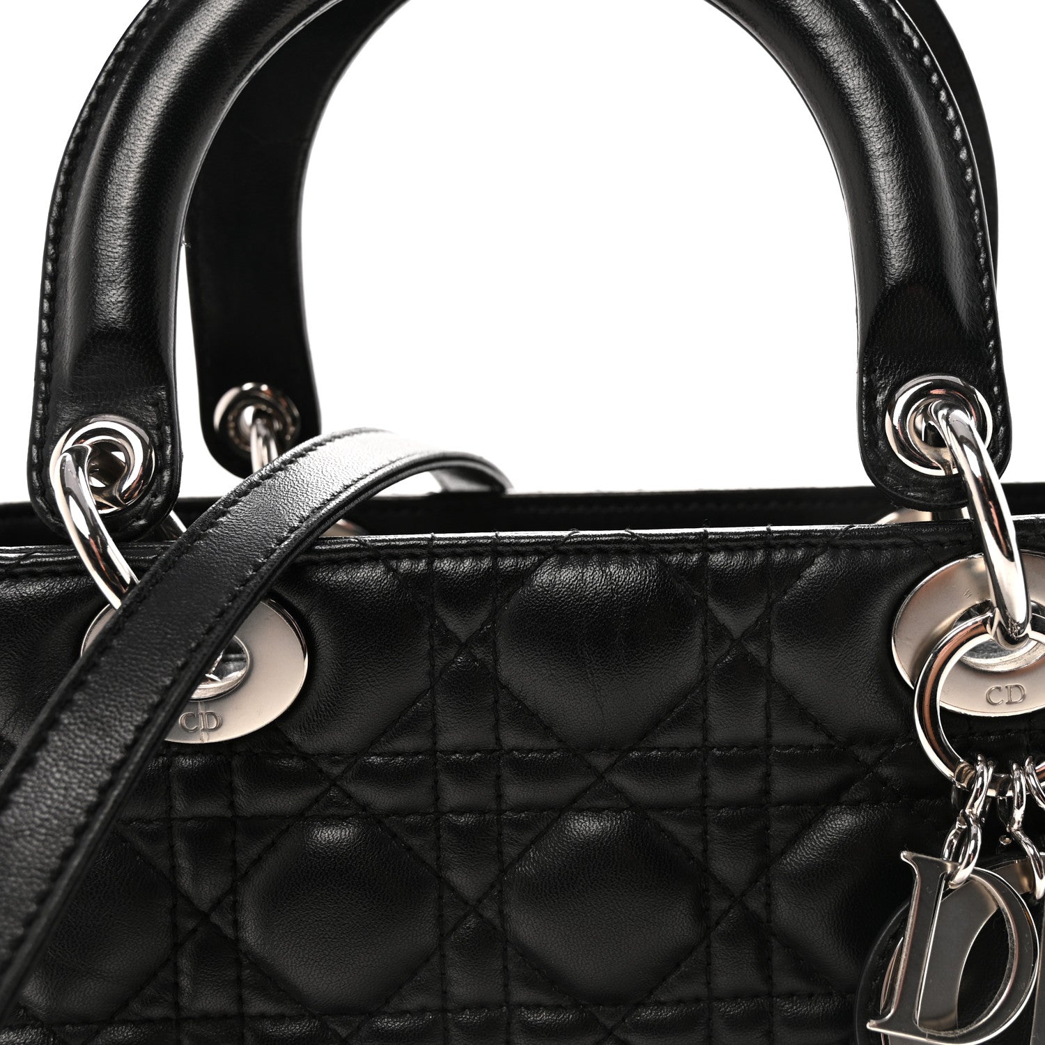 Christian Dior Lambskin Cannage Medium Lady Dior Black 7 of 9
