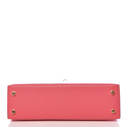 Hermes Chevre Mysore Mini Kelly Sellier 20 Rose Lipstick 6 of 31