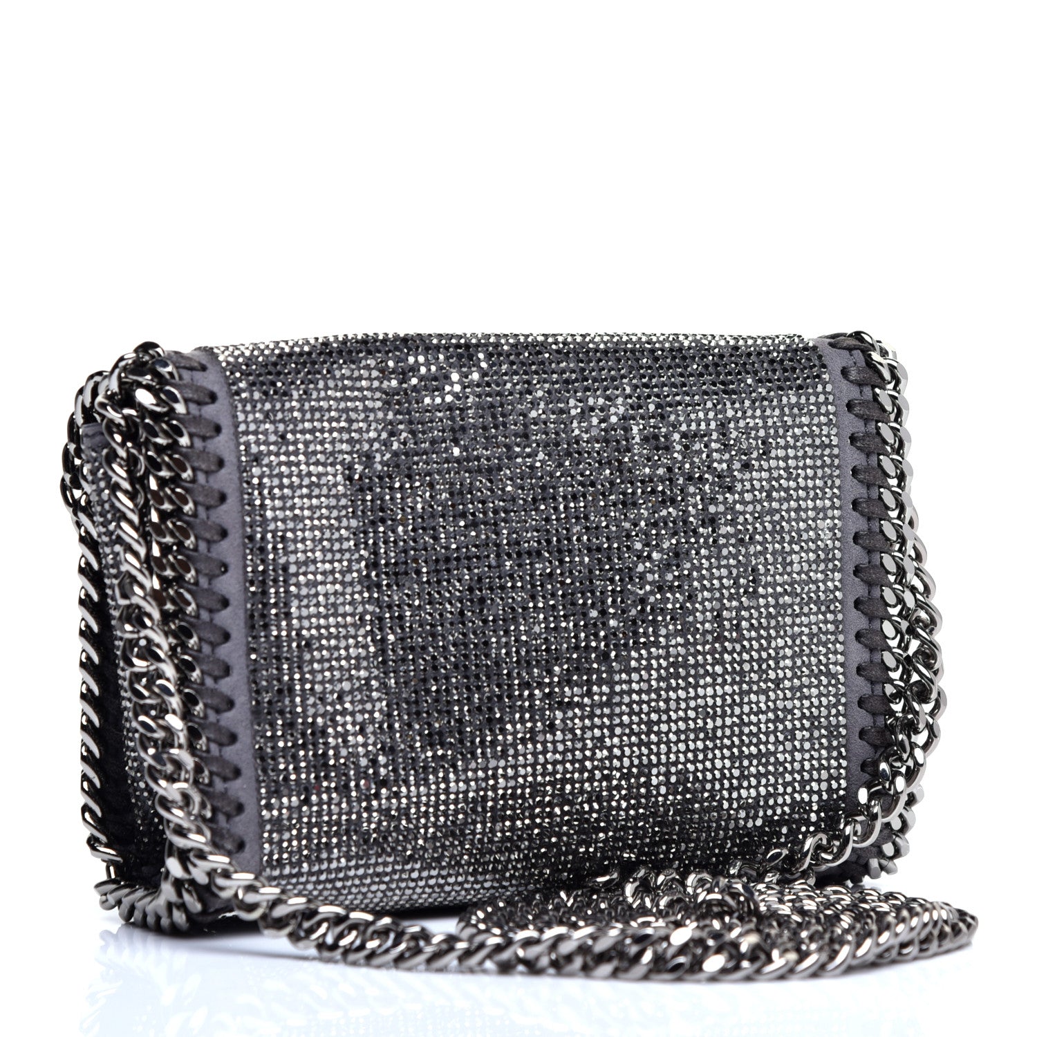 Stella McCartney Crystal Stones Tiny Fold Over Falabella Grey 3 of 9