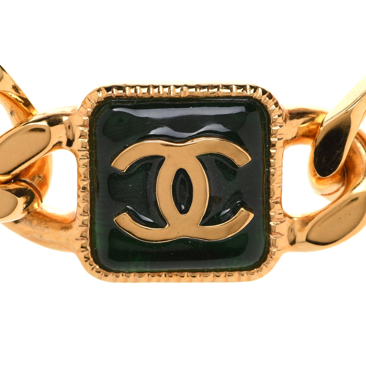 Resin CC Chain Link Bracelet Green Gold
