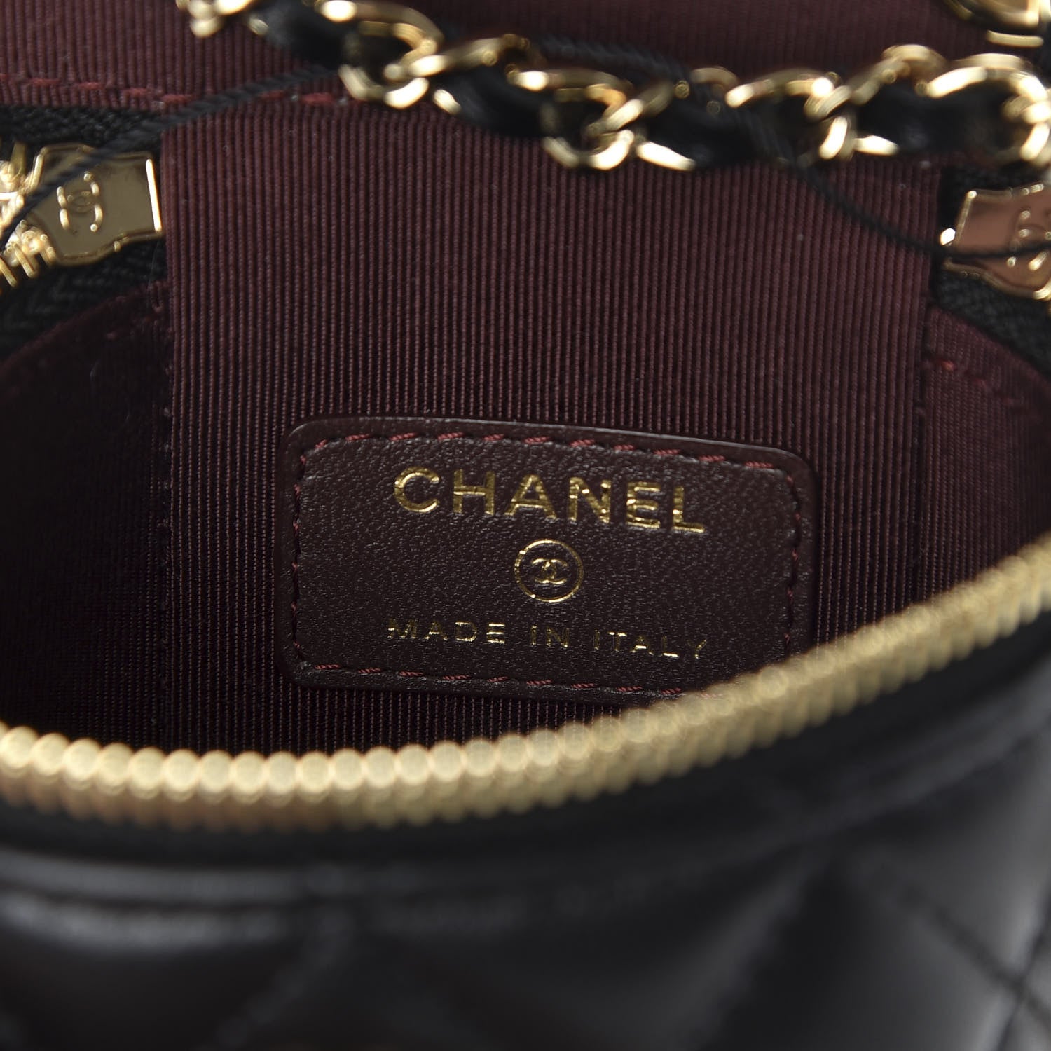 Chanel Lambskin Quilted Small Vertical Coco Beauty Vanity Case With Chain Black 7 of 9