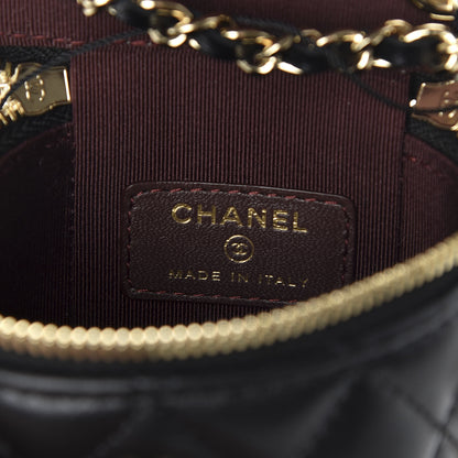 Chanel Lambskin Quilted Small Vertical Coco Beauty Vanity Case With Chain Black 7 of 9