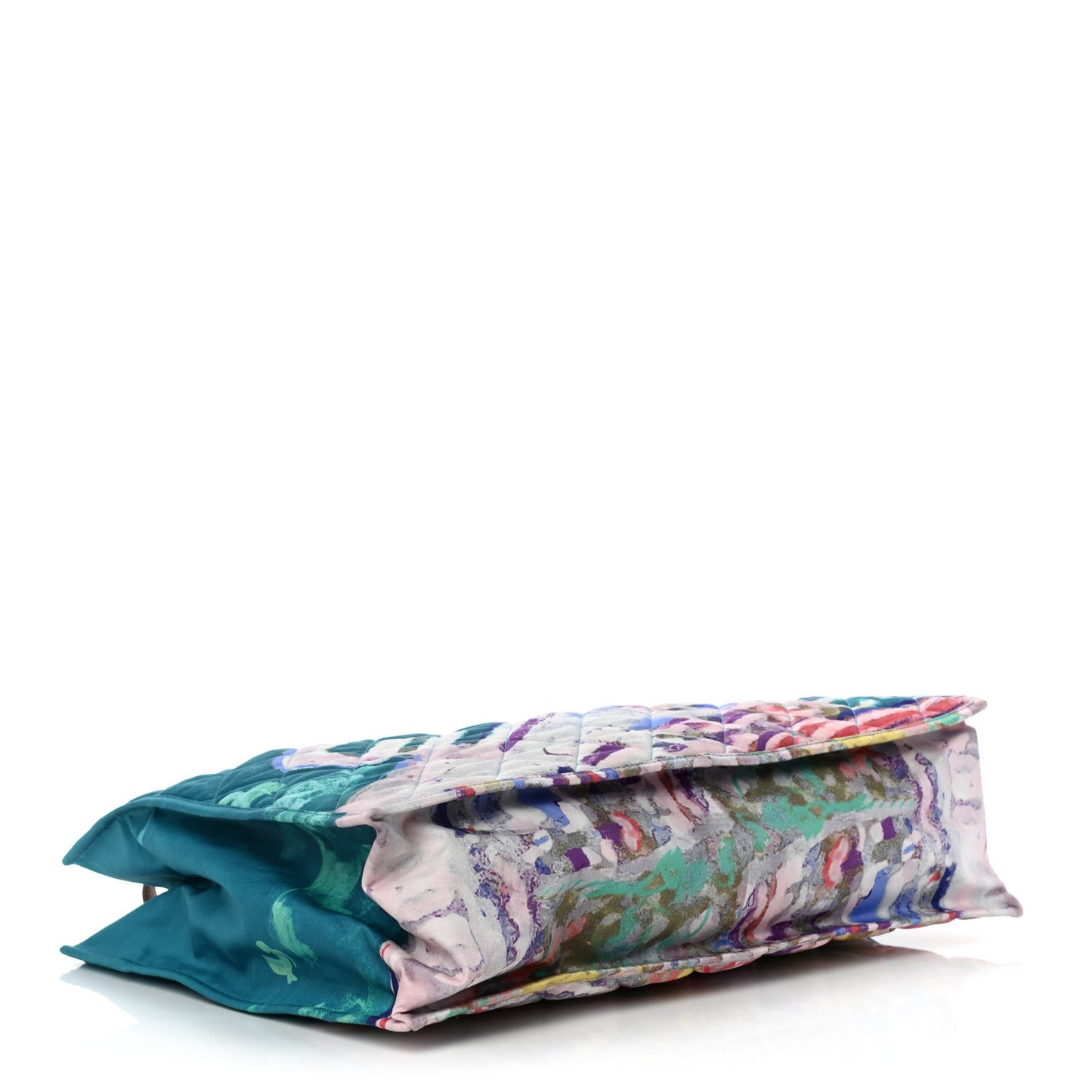 Canvas Printed Watercolor Quilted Large Tote Multicolor