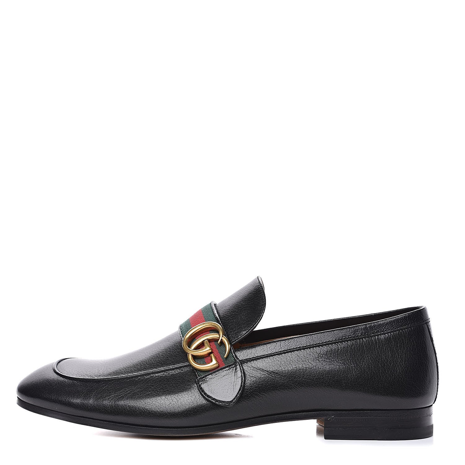 Gucci Goatskin Web Mens GG Loafers 10 Black 1 of 9