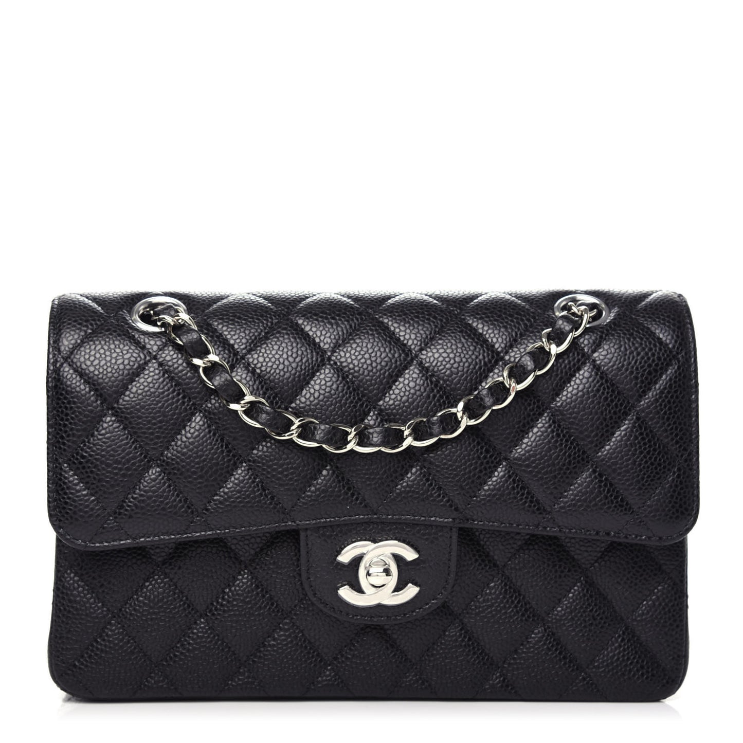 Caviar Quilted Small Double Flap Black