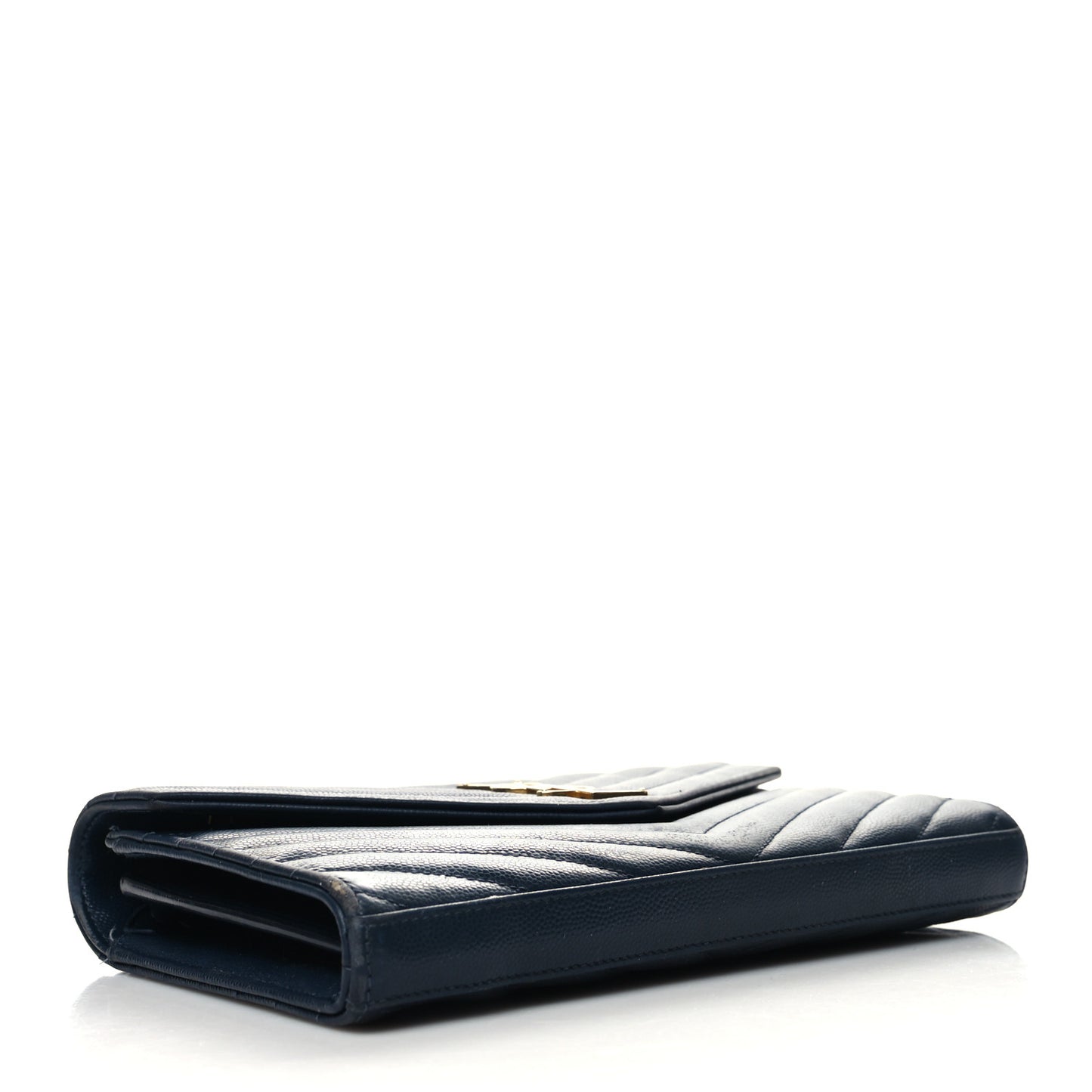 Grain De Poudre Matelasse Chevron Monogram Chain Wallet Navy