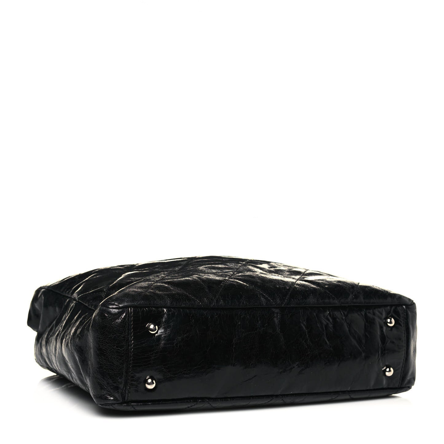 Glazed Calfskin Quilted Tweed Portobello Tote Black Pink