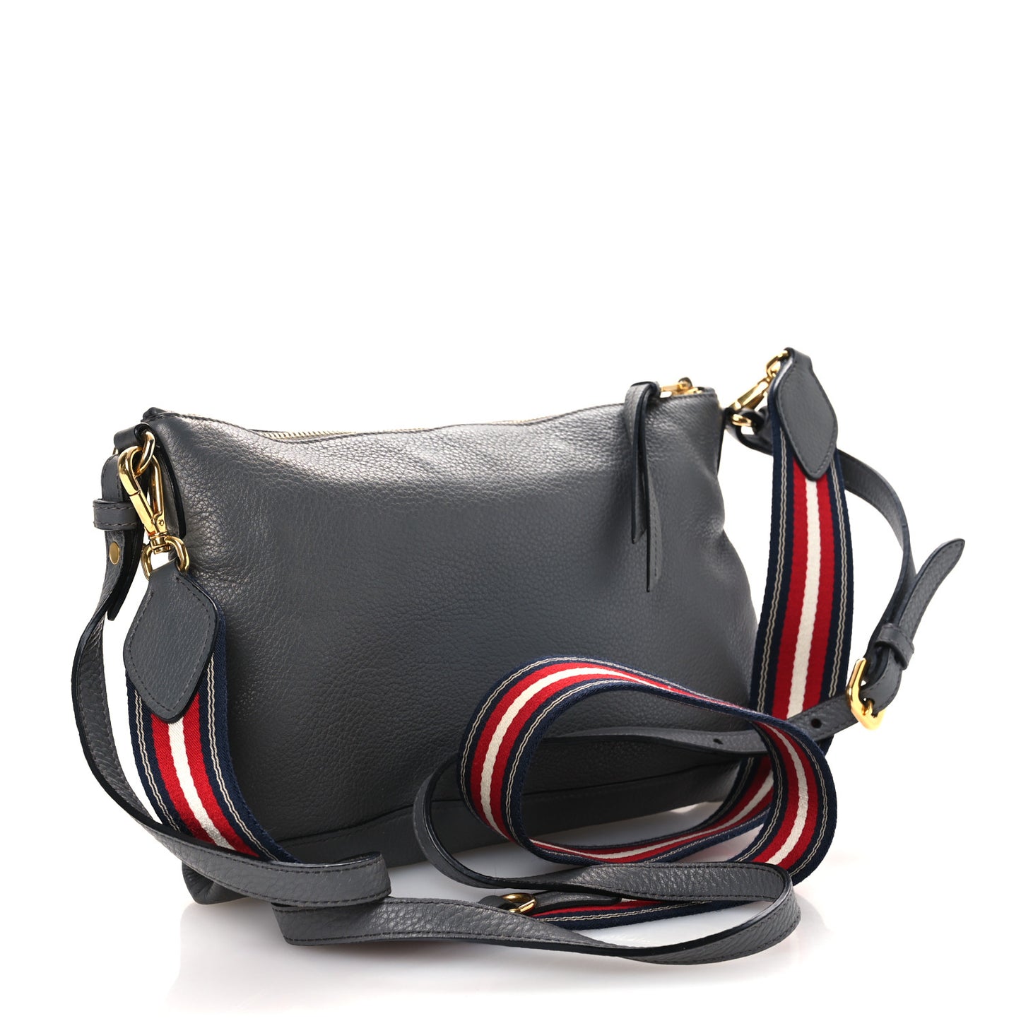 Vitello Daino Zippered Shoulder Bag Marmo