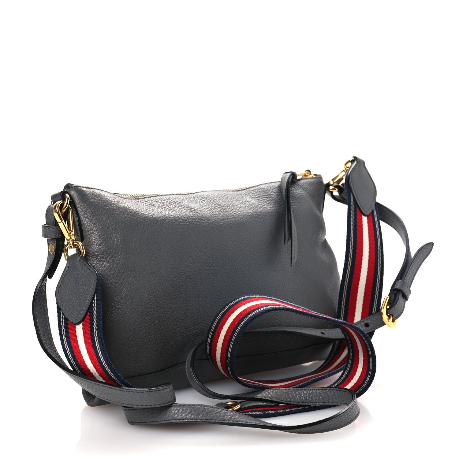 Prada Vitello Daino Zippered Shoulder Bag Marmo 3 of 15