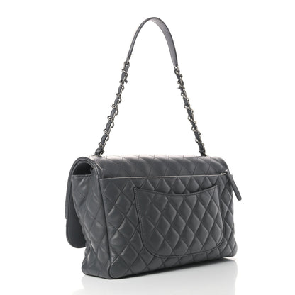 Chanel Lambskin Quilted Jumbo Multi Flap Bag Dark Grey 2 of 11