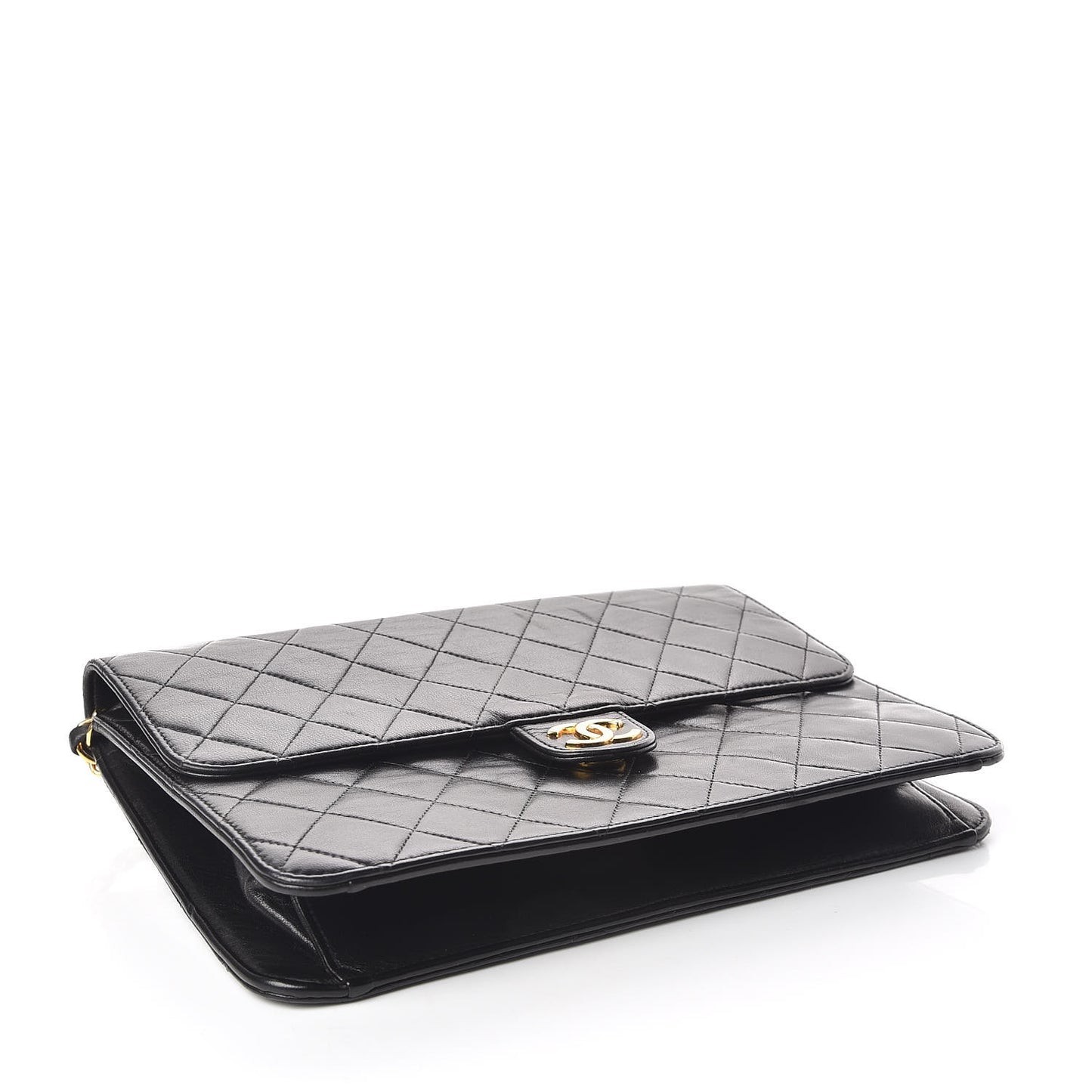 Lambskin Quilted Medium Single Flap Black