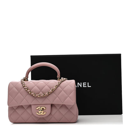 Chanel Lambskin Quilted Mini Top Handle Rectangular Flap Light Pink 11 of 11