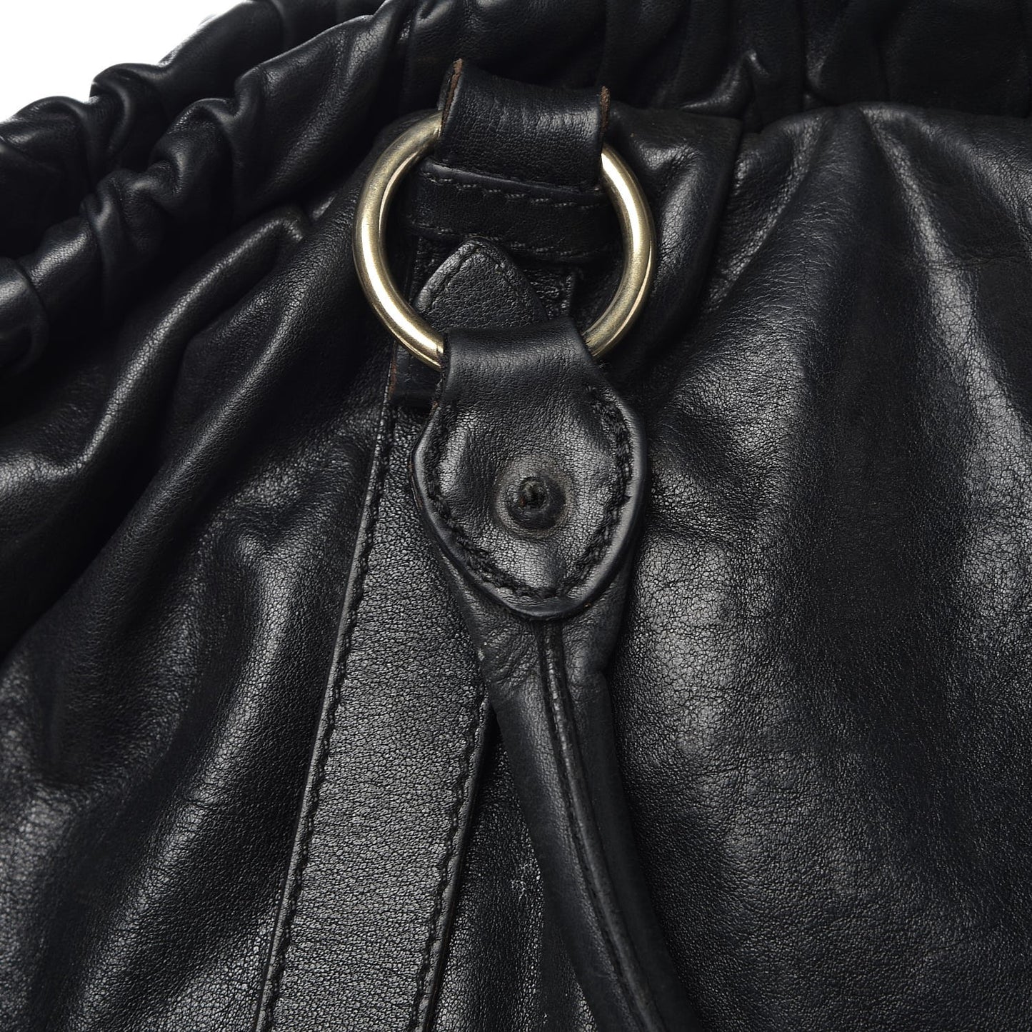 Vitello Lux Gathered Tote Black