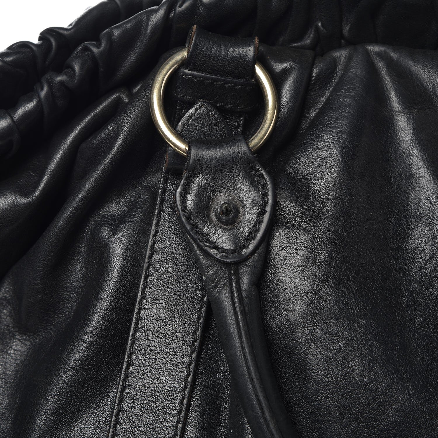 Miu Miu Vitello Lux Gathered Tote Black 14 of 16