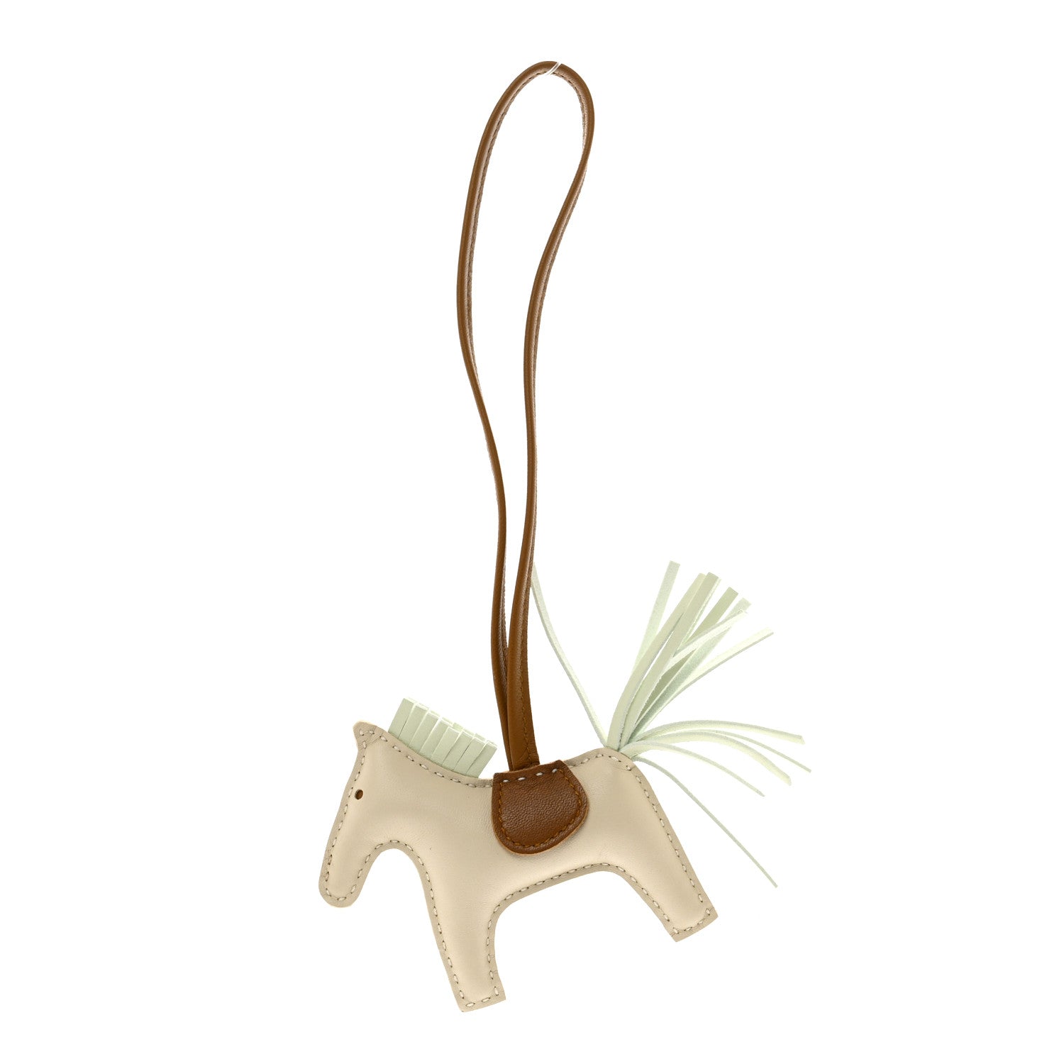 Hermes Milo Lambskin Grigri Rodeo Horse Bag Charm PM Craie Vert Fizz Kraft 1 of 4