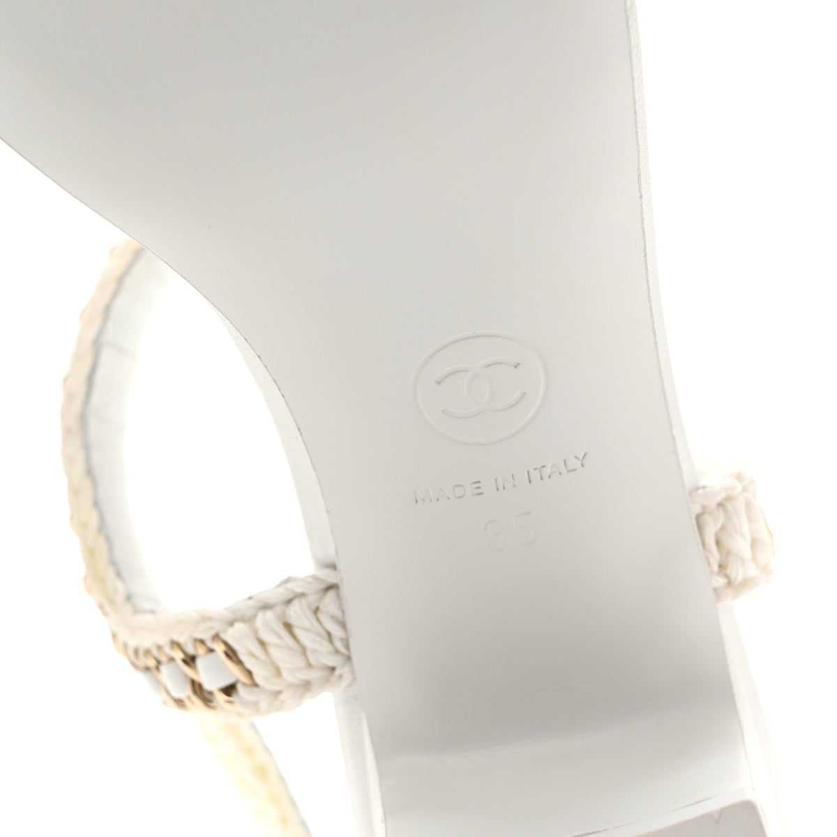 Chanel Lambskin CC Chain Braided Sandals 35 White 8 of 9