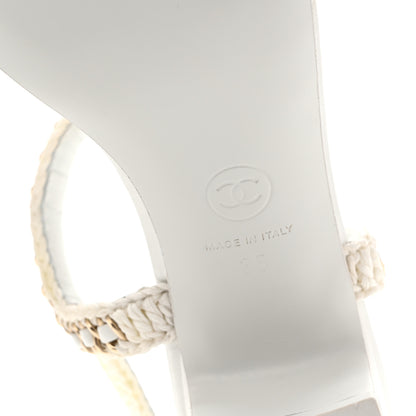 Chanel Lambskin CC Chain Braided Sandals 35 White 8 of 9