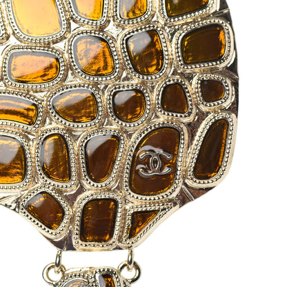 Chanel Resin Metal Along The Nile Large CC Pendant Necklace Gold Orange 4 of 5