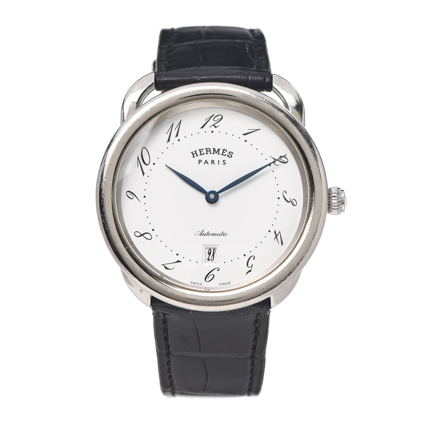 Stainless Steel Alligator 41mm Arceau Automatic Watch Noir