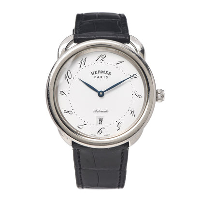 Hermes Stainless Steel Alligator 41mm Arceau Automatic Watch Noir 1 of 6