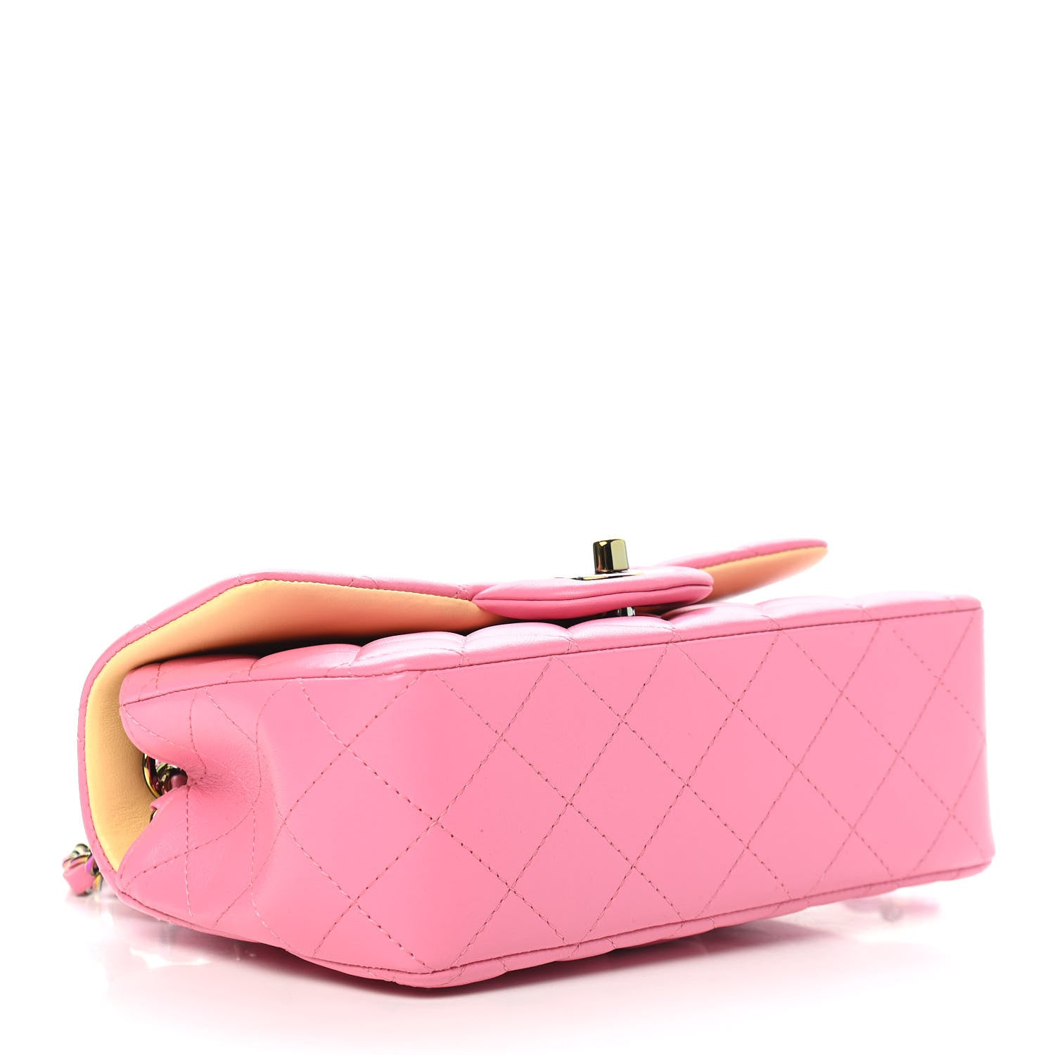 Chanel Lambskin Quilted Mini Rectangular Flap Pink Yellow 4 of 9