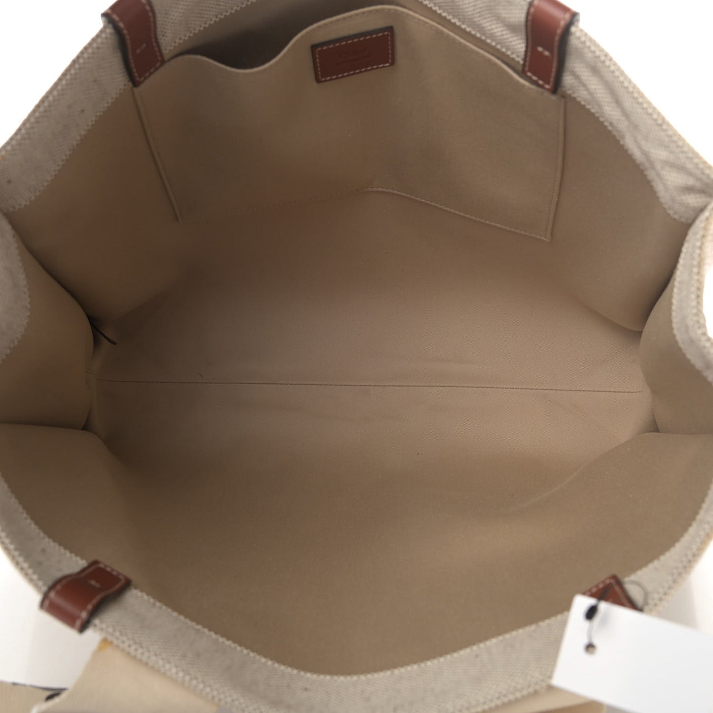 Cotton Calfskin Large Woody Ribbon Tote White Brown