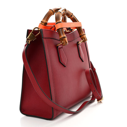 Gucci Wonka Grain Calfskin Small Diana Tote Bag Dark Red Orange Fluo 3 of 12