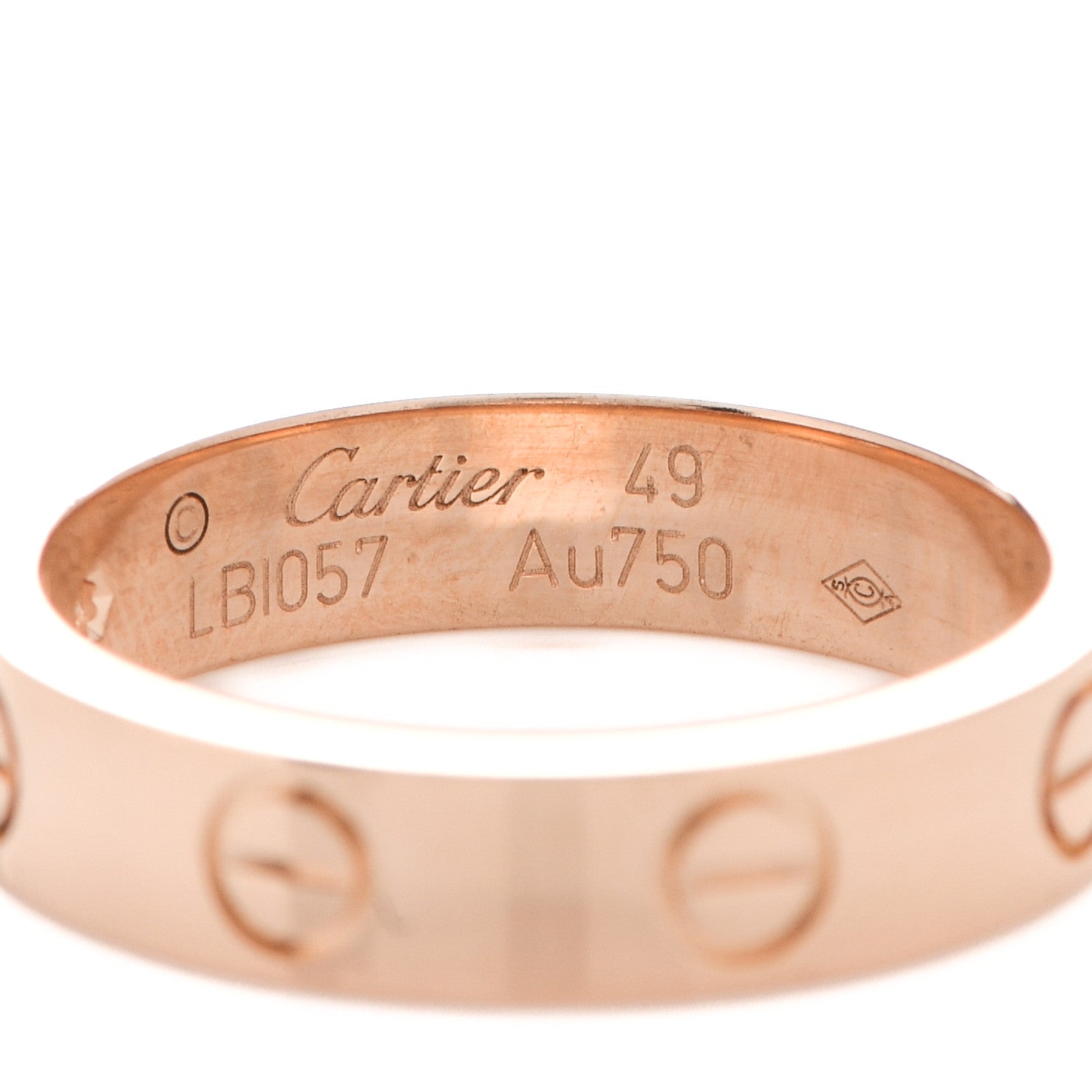 Cartier 18K Pink Gold Diamond 4mm LOVE Wedding Band Ring 49 4.75 4 of 5