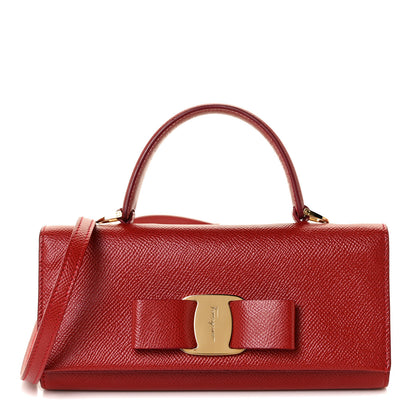 Salvatore Ferragamo Hammered Calfskin Donna Bow Clutch Red 1 of 15
