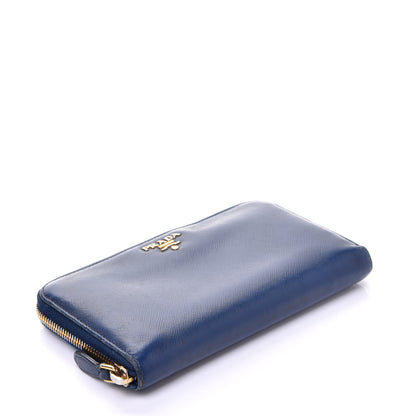 Prada Saffiano Metal Zip Around Wallet Bleuette 4 of 7