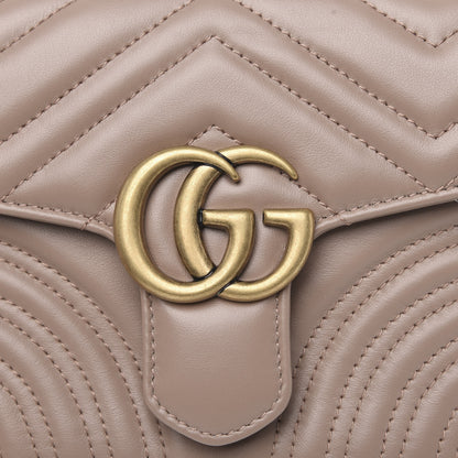 Gucci Calfskin Matelasse Mini GG Marmont Top Handle Shoulder Bag Porcelain Rose 8 of 10