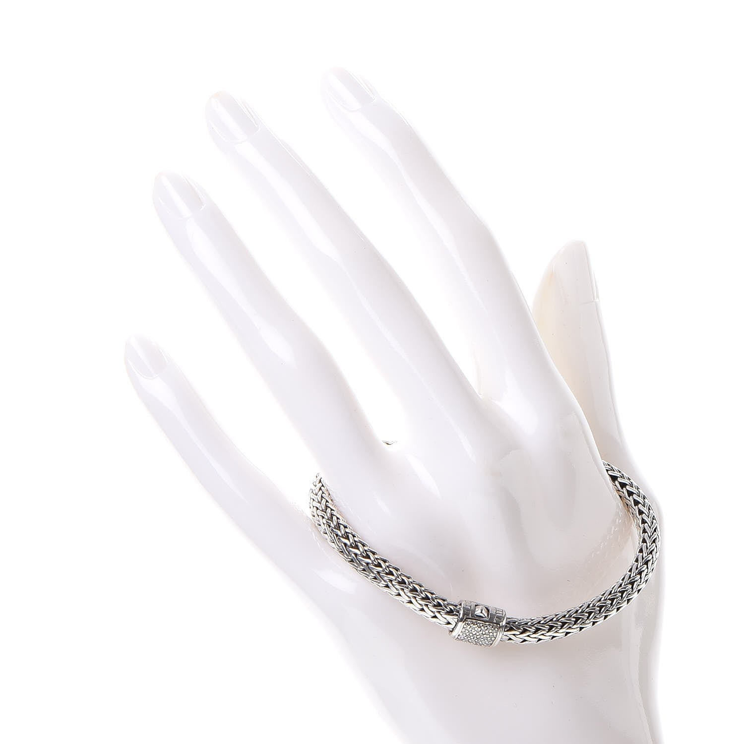 John Hardy Sterling Silver Pave Diamond Medium Classic Chain Clasp Bracelet 2 of 7