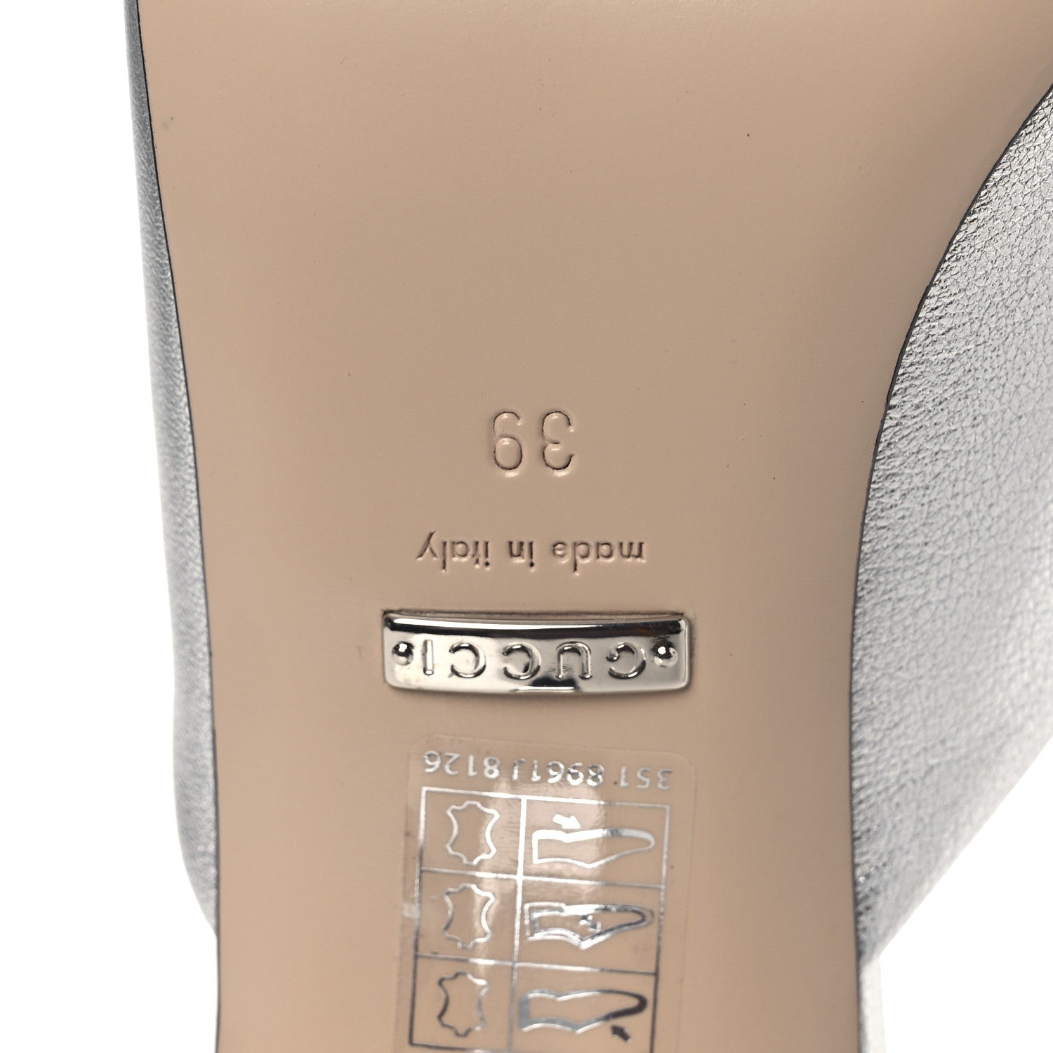 Gucci Nappa Lame Interlocking G Bella 65mm Slide Sandals 39 Argento 8 of 11