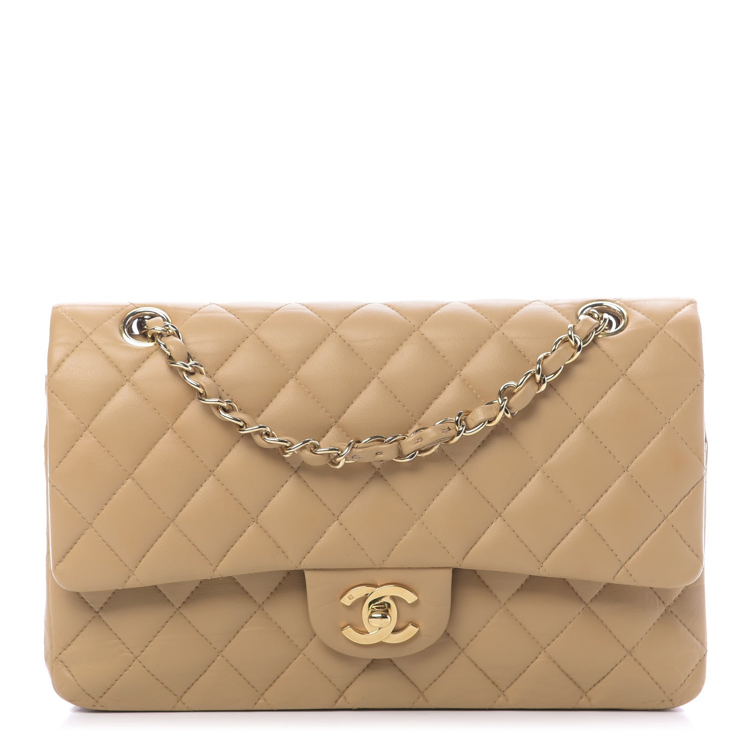Chanel Lambskin Quilted Medium Double Flap Beige 1 of 12