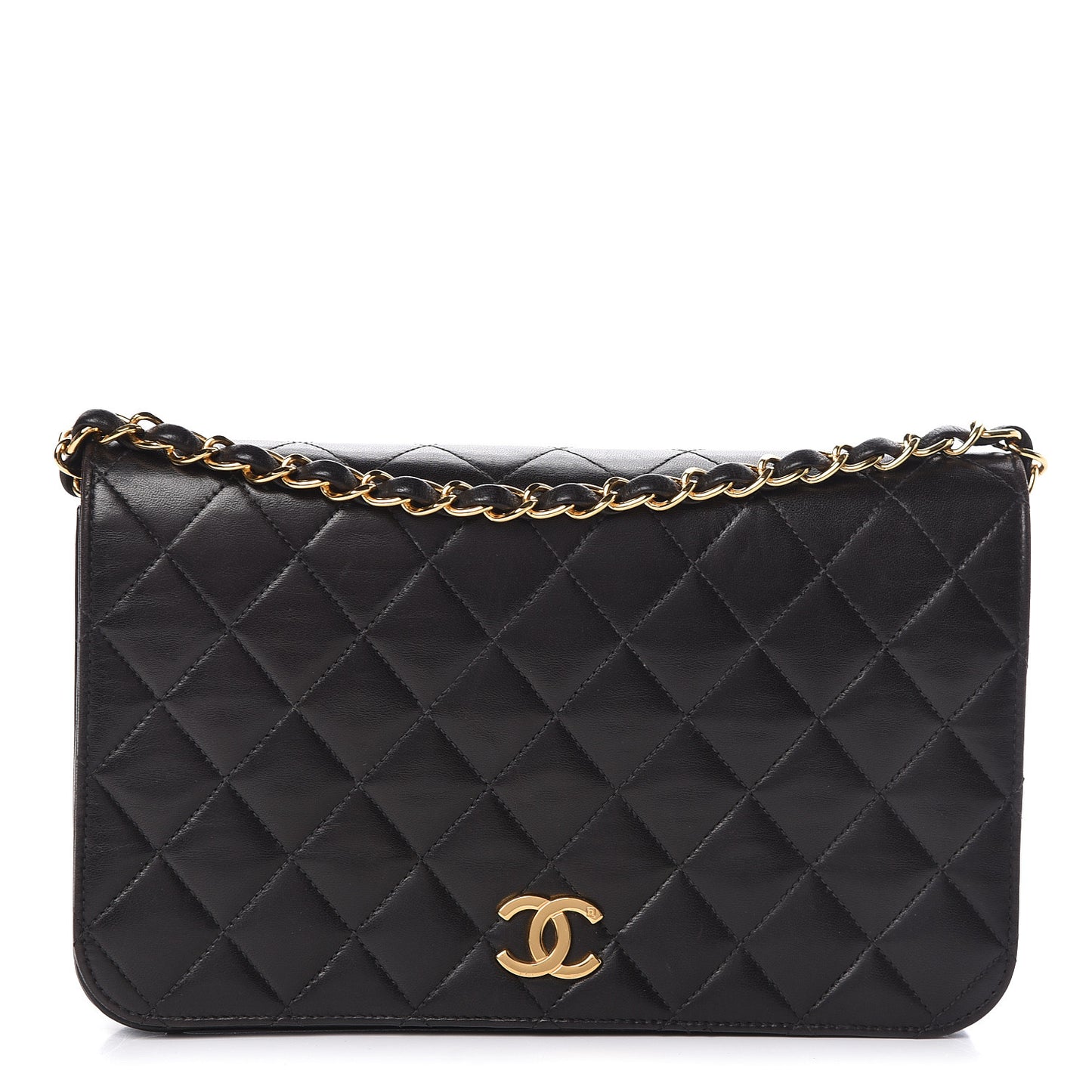 Lambskin Quilted Small Single Flap Black