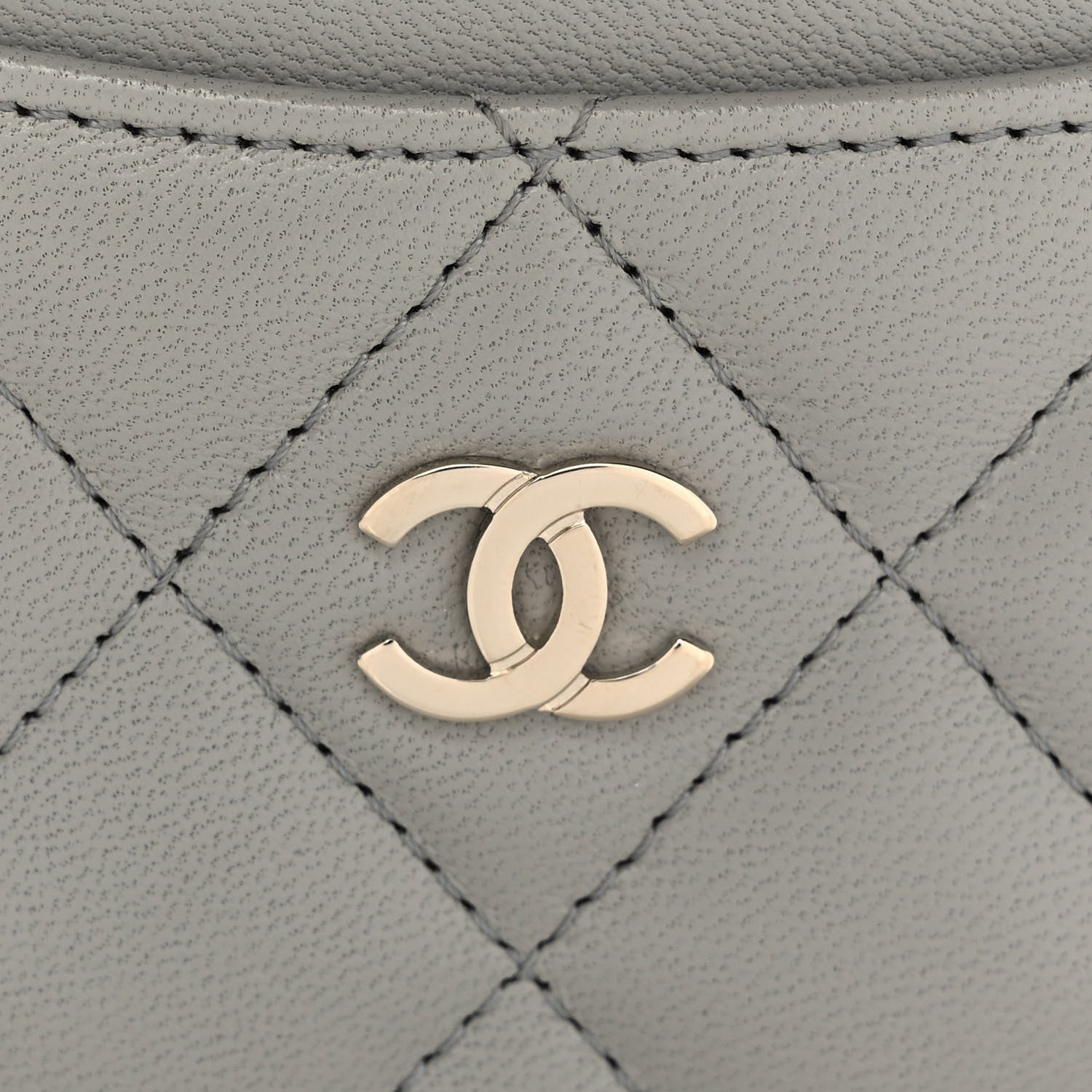 Chanel Lambskin Quilted Card Holder Grey 9 of 10