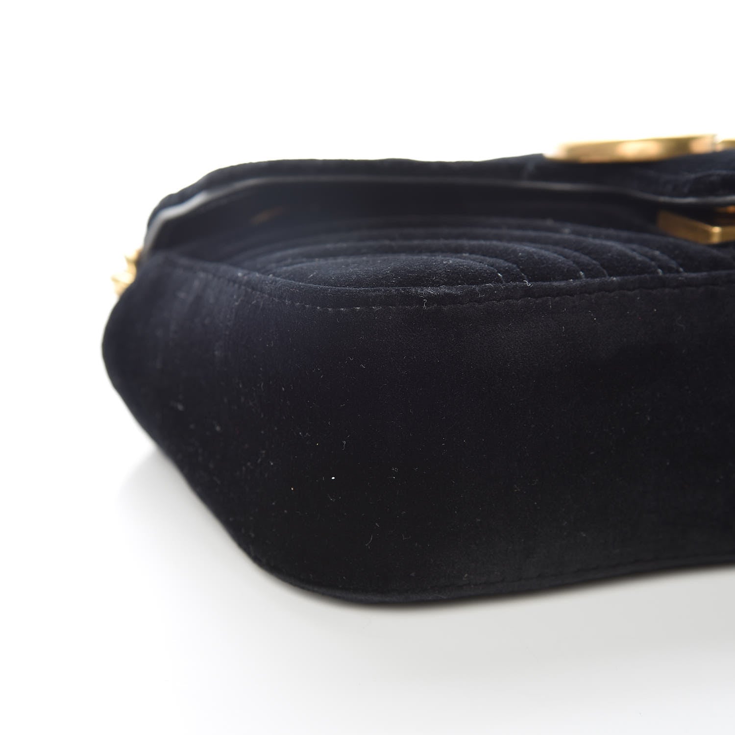 Gucci Velvet Matelasse Mini GG Marmont Shoulder Bag Black 9 of 10