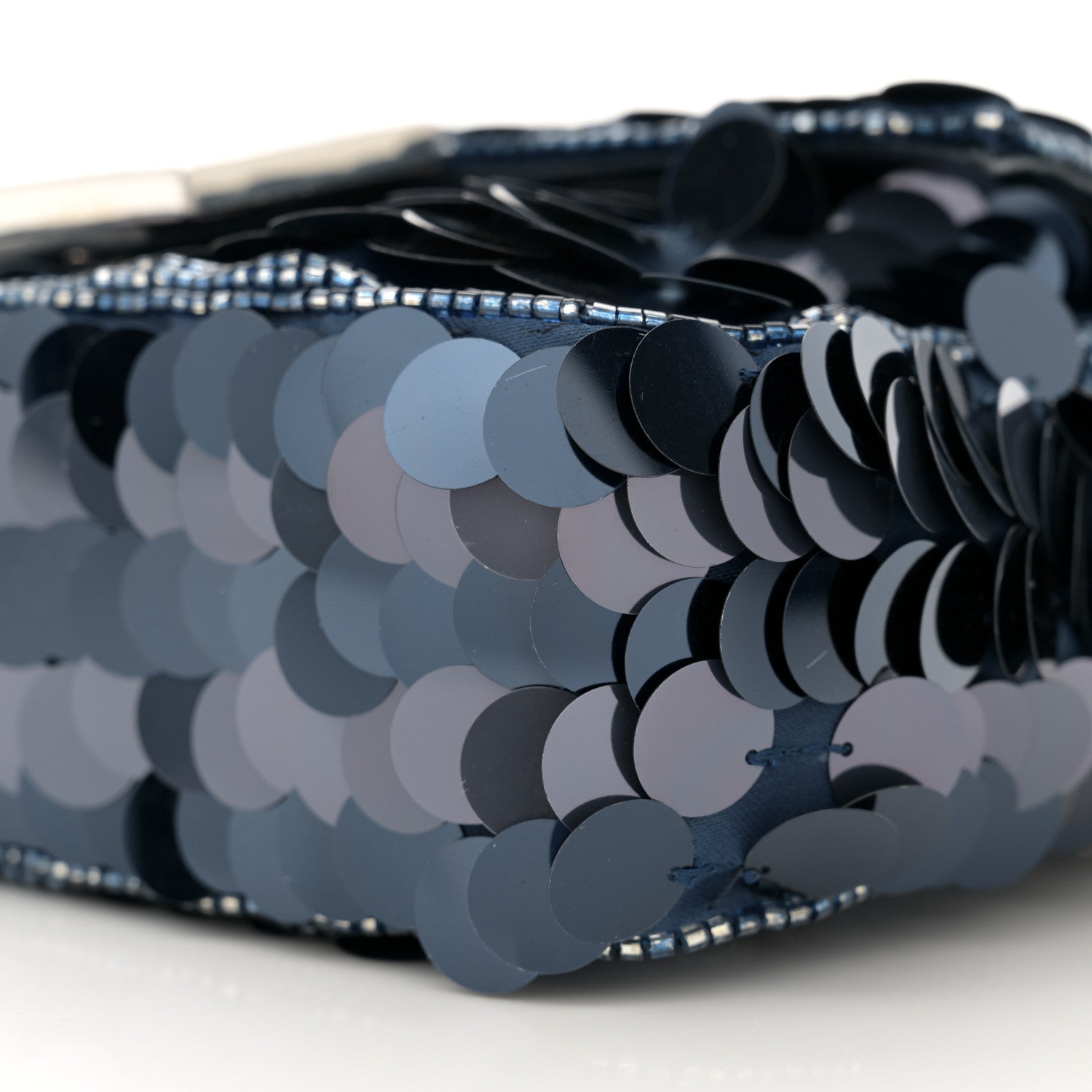 Fendi Sequin Paillettes Vitello Grace Striped Mini Baguette Dark Blue Lunai 9 of 10