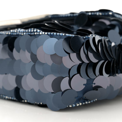 Fendi Sequin Paillettes Vitello Grace Striped Mini Baguette Dark Blue Lunai 9 of 10