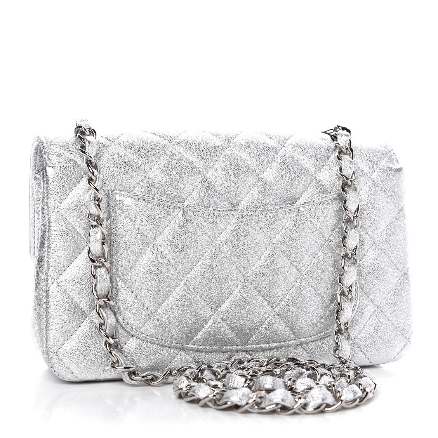 Chanel Metallic Lambskin Quilted Mini Rectangular Flap Silver 3 of 9
