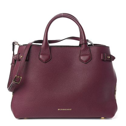 Burberry Grainy Calfskin House Check Medium Banner Tote Elderberry 1 of 11